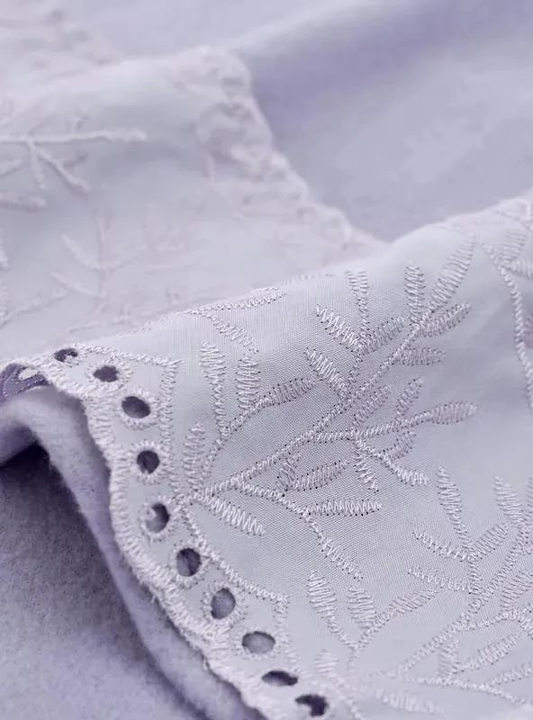 JUEGO DE SABANAS POLAR BRODERIE LILA 1.5 PLAZAS - 4