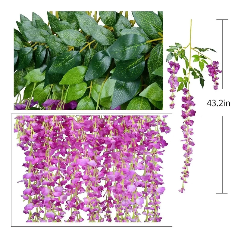 PACK DE 12 GUIRNALDAS COLGANTES DE FLORES ARTIFICIALES - 4