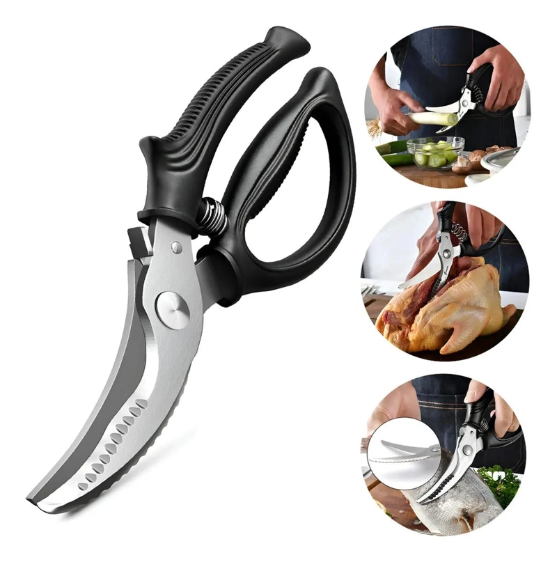 TIJERAS DE COCINA MULTIFUNCIONALES PARA CORTAR CARNE Y HUESOS CON MANGO ERGONO - 1