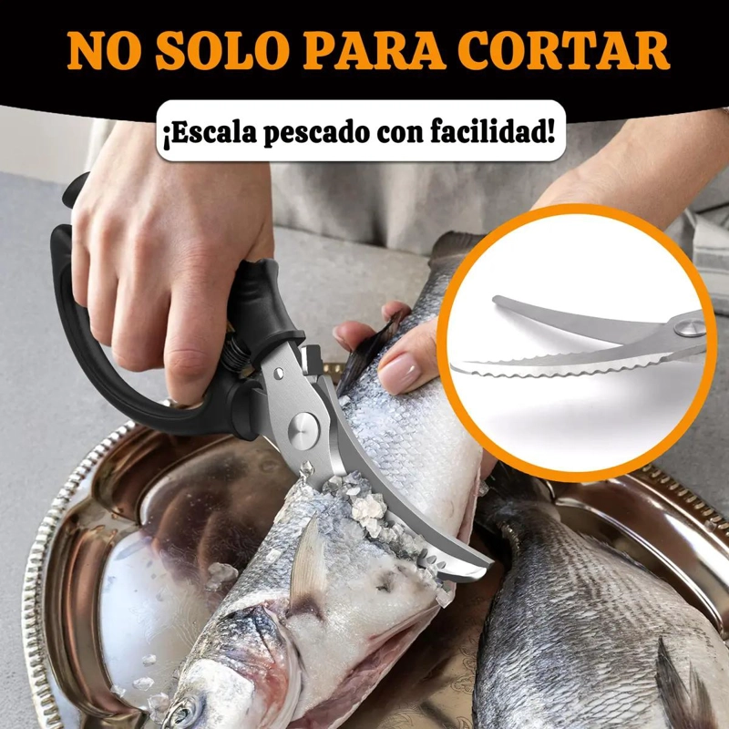 TIJERAS DE COCINA MULTIFUNCIONALES PARA CORTAR CARNE Y HUESOS CON MANGO ERGONO - 6