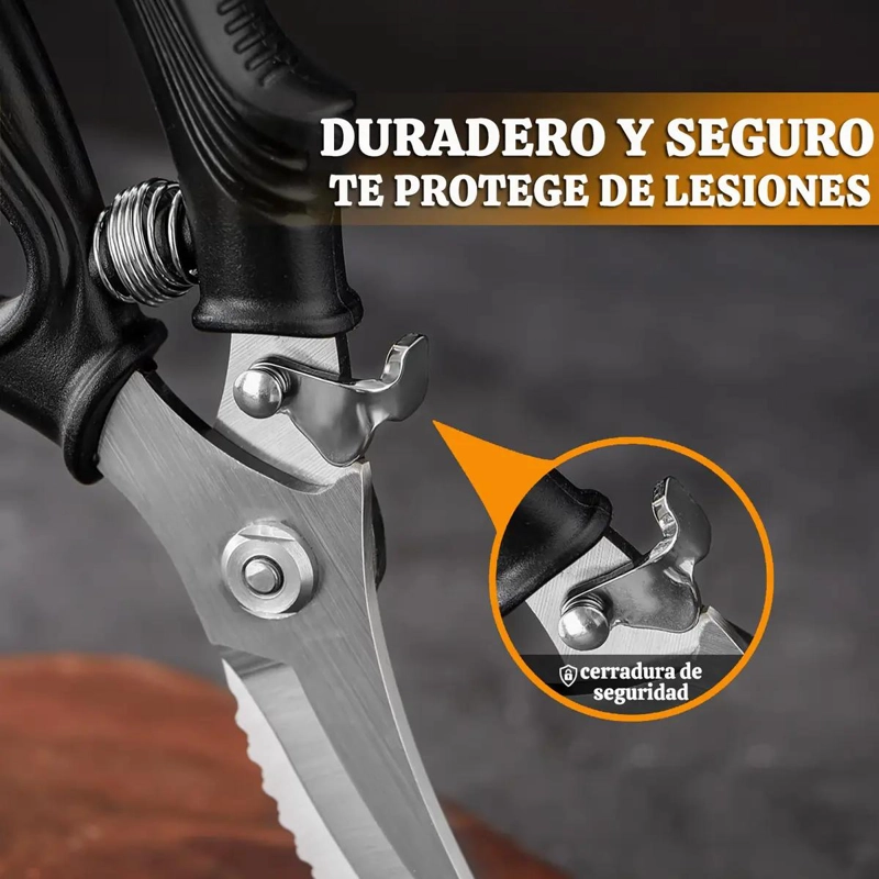 TIJERAS DE COCINA MULTIFUNCIONALES PARA CORTAR CARNE Y HUESOS CON MANGO ERGONO - 7