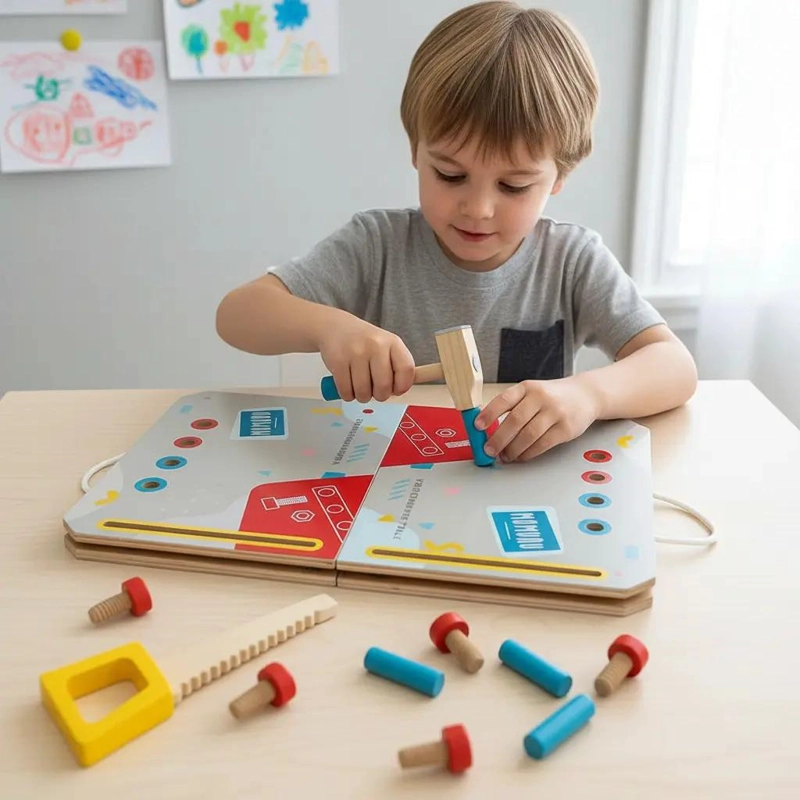 MALETA DE HERRAMIENTAS DE JUGUETE PARA NIÑOS CON MESA PLEGABLE - 1