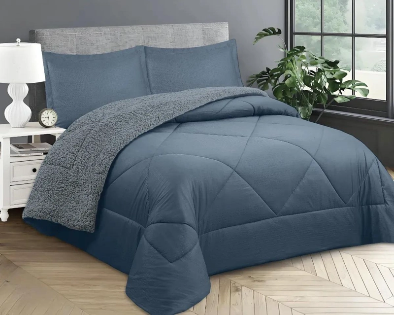 PLUMON PARA CAMA 1.5 PLAZAS CON DISEÑO GEOME TRICO AZUL Y ACOLCHADO SUAVE - 3