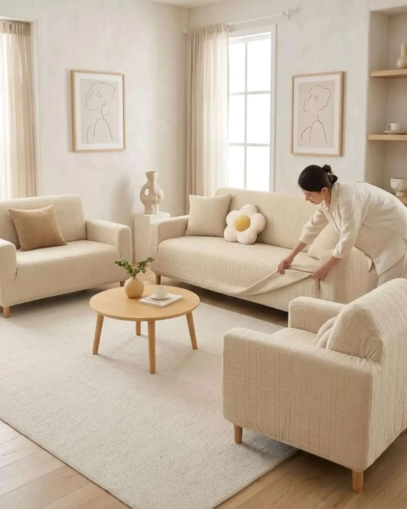 SET DE FUNDAS ELASTICAS PARA SOFA 3 CUERPOS Y 2 SILLONES INDIVIDUALES - 2