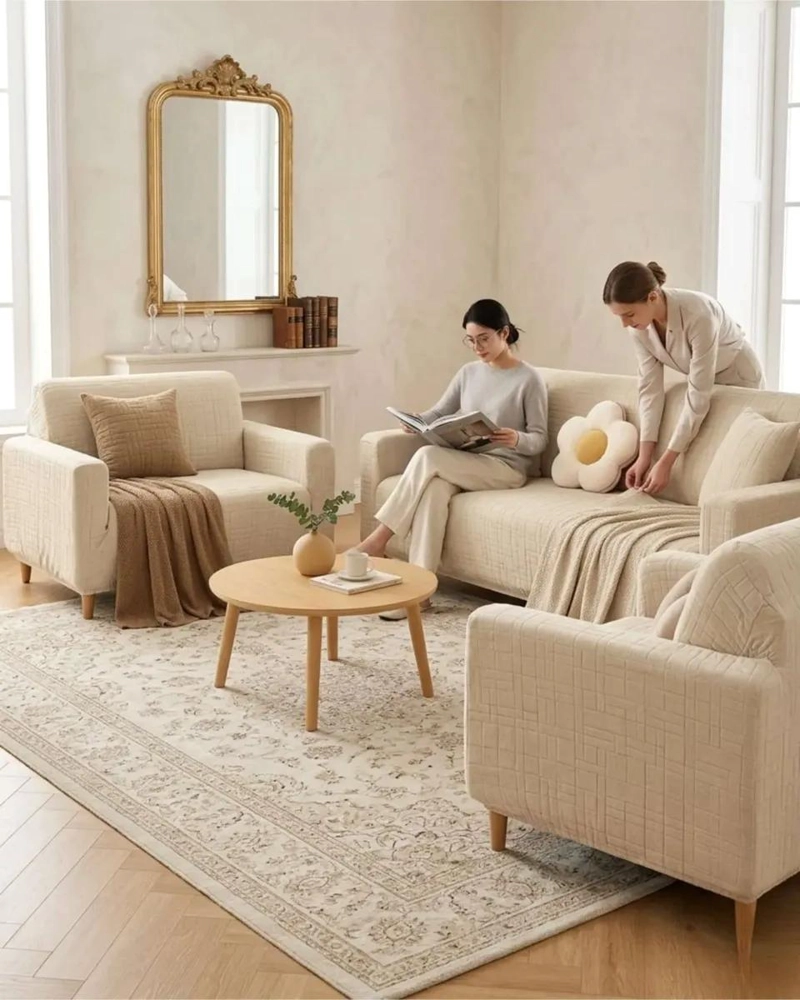 SET DE FUNDAS ELASTICAS PARA SOFA 3 CUERPOS Y 2 SILLONES INDIVIDUALES - 4