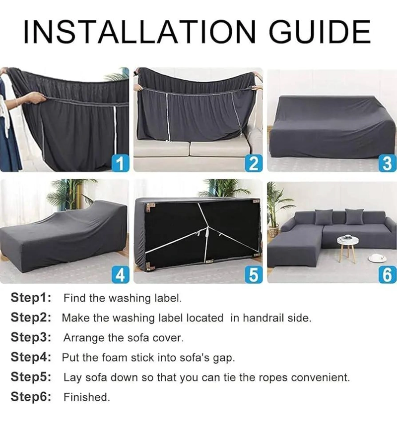 FUNDA ELASTICA PARA SILLON EN L DE 3+3 CUERPOS CON BOLSILLO - 2