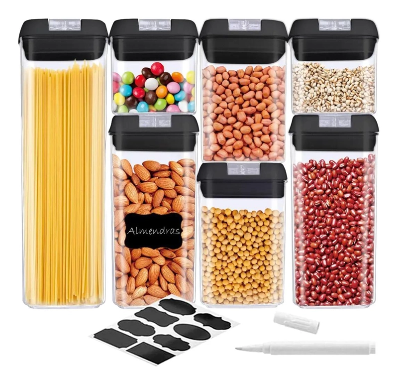SET DE 7 RECIPIENTES ORGANIZADORES HERME TICOS PARA ALIMENTOS - 1
