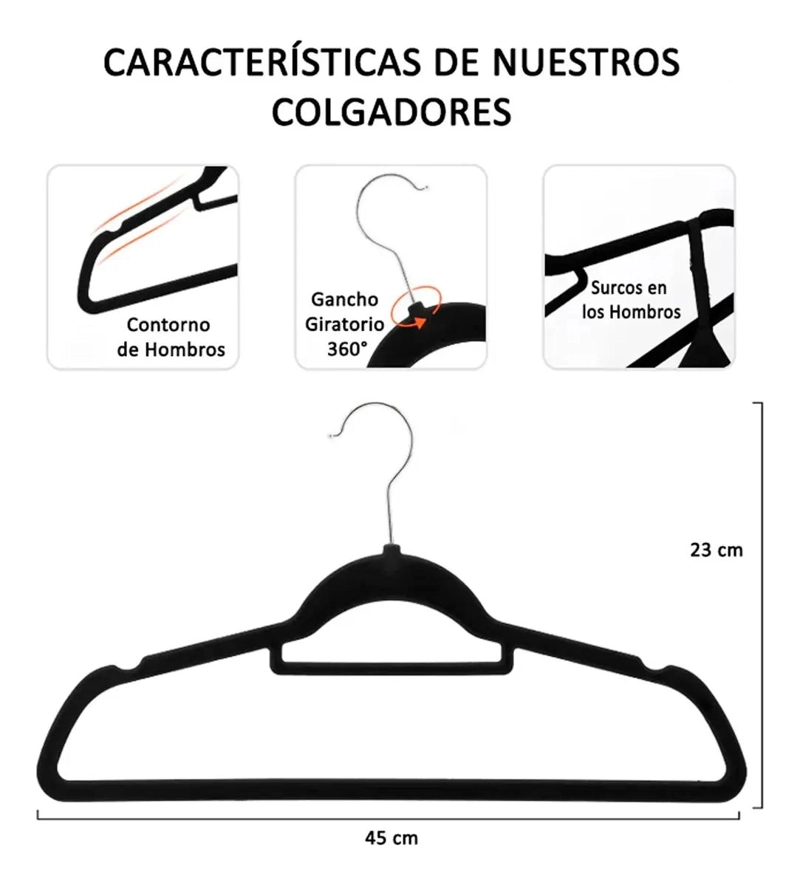 COLGADORES DE ROPA ANTIDESLIZANTES DE TERCIOPELO EN PAQUETE DE 20 - 2