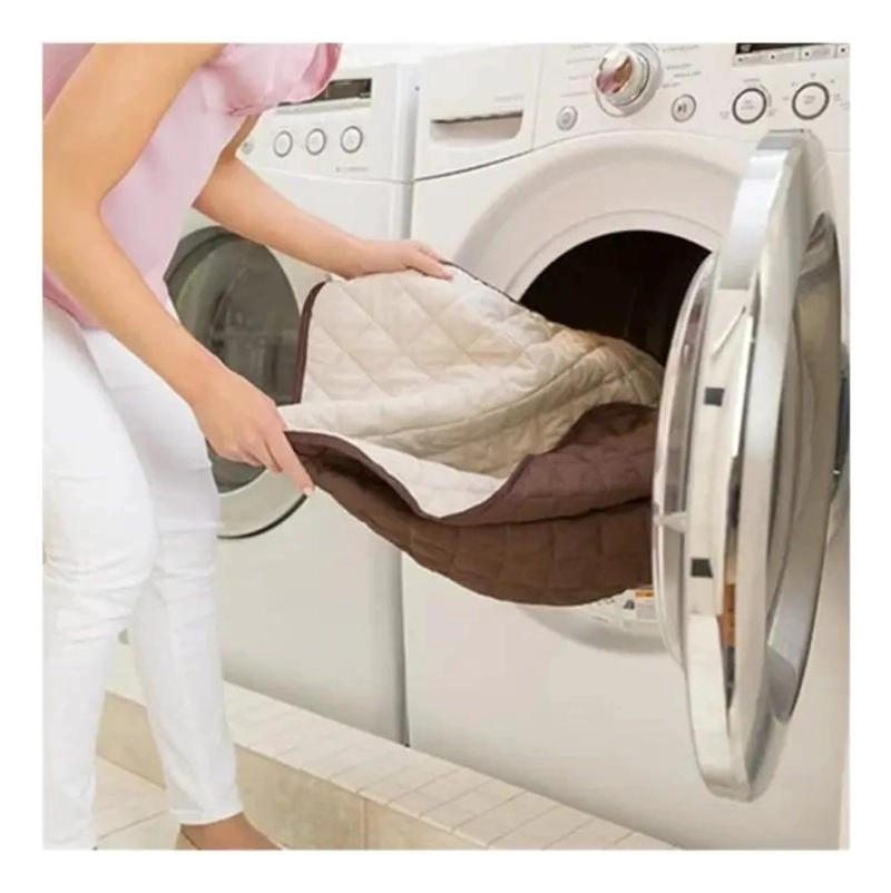 FUNDA REVERSIBLE PARA SOFA DE 2 CUERPOS EN COLOR MARRON - 3