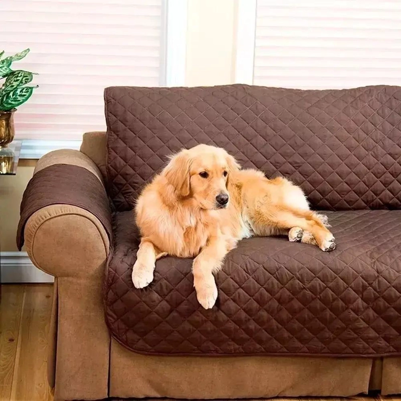 FUNDA REVERSIBLE PARA SOFA DE 2 CUERPOS EN COLOR MARRON - 5