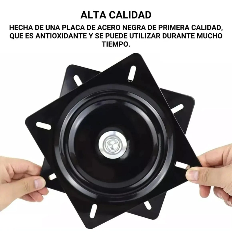 BASE GIRATORIA DE ACERO NEGRA 150X150MM PARA MUEBLES - 6