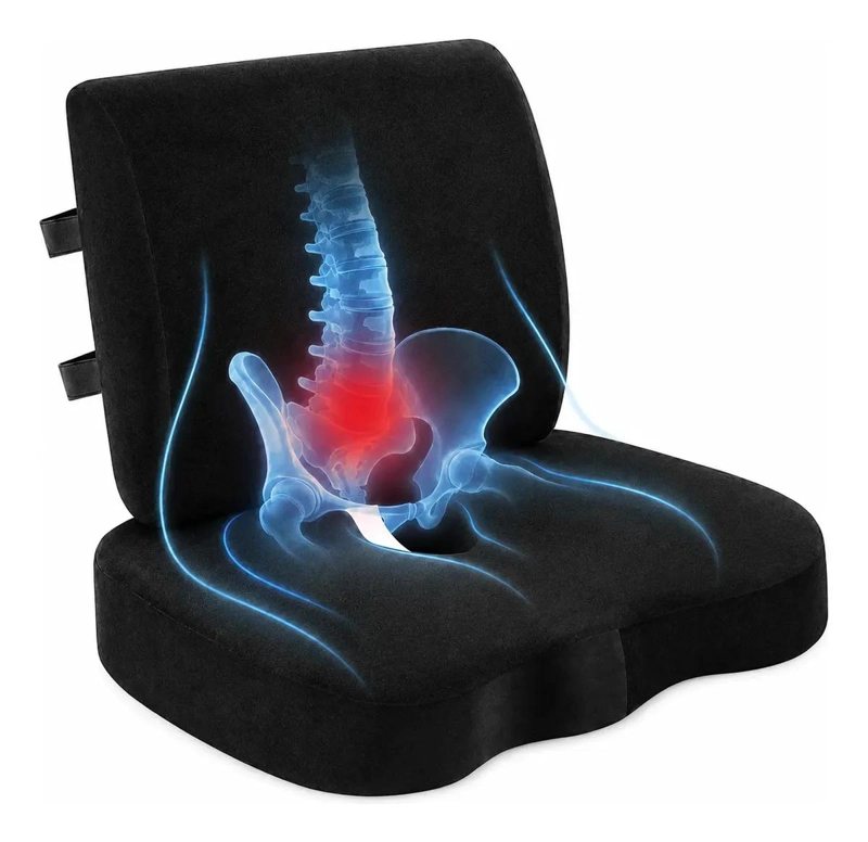 COJIN LUMBAR ERGONOMICO Y ASIENTO PARA SILLAS COLOR NEGRO - 1
