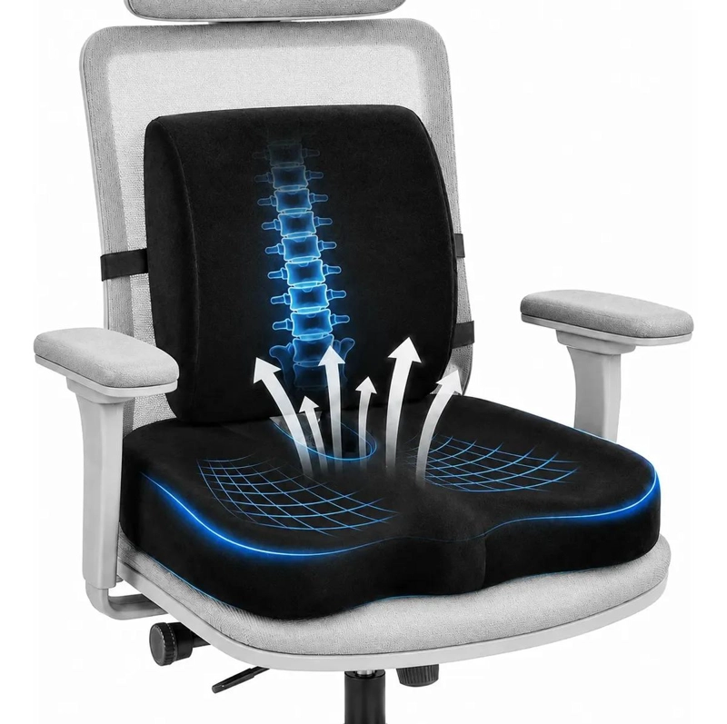 COJIN LUMBAR ERGONOMICO Y ASIENTO PARA SILLAS COLOR NEGRO - 6
