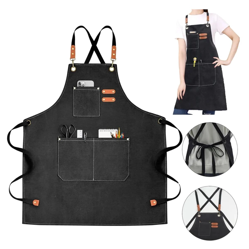 DELANTAL DE COCINA AJUSTABLE CON BOLSILLOS Y RESISTENTE AL AGUA - 1