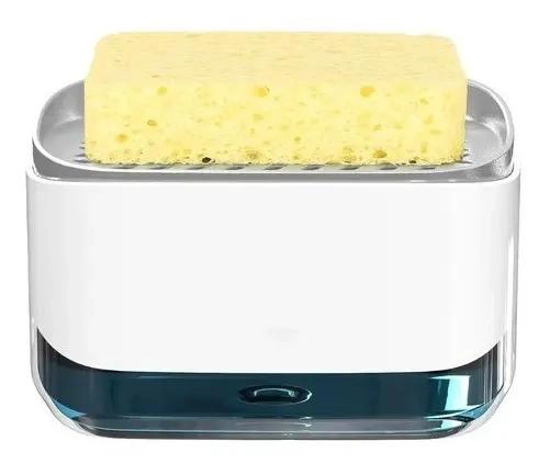 DISPENSADOR DE JABON LIQUIDO CON PORTA ESPONJAS BLANCO - 1