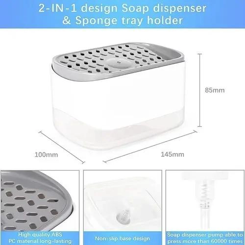 DISPENSADOR DE JABON LIQUIDO CON PORTA ESPONJAS BLANCO - 8