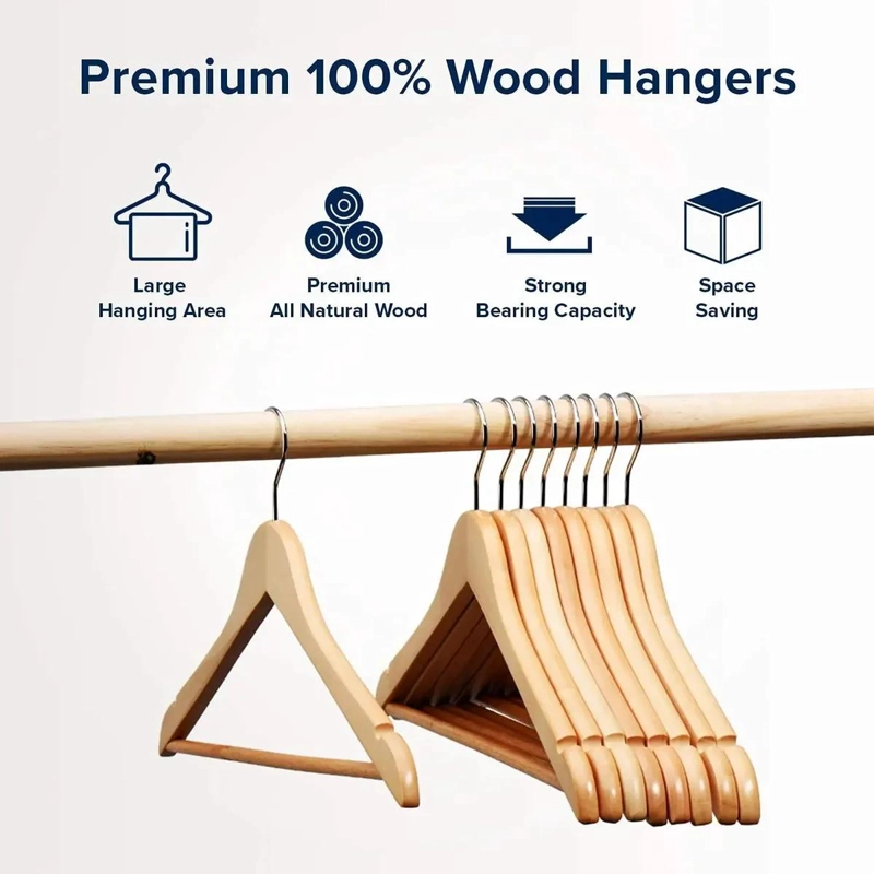 SET DE 10 COLGADORES DE ROPA DE MADERA ANTIDESLIZANTES - 4