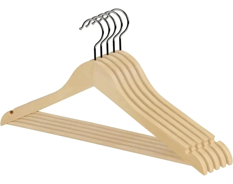 SET DE 10 COLGADORES DE ROPA DE MADERA ANTIDESLIZANTES - 5