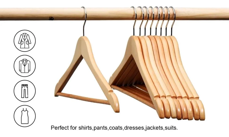 SET DE 10 COLGADORES DE ROPA DE MADERA ANTIDESLIZANTES - 6