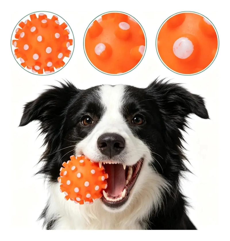 PELOTA COLORIDA PARA PERROS 7CM CON SUPERFICIE MASAJEADORA - 1