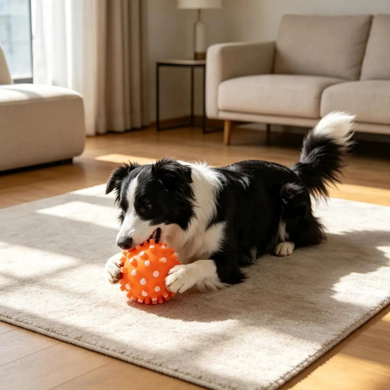 PELOTA COLORIDA PARA PERROS 7CM CON SUPERFICIE MASAJEADORA - 2