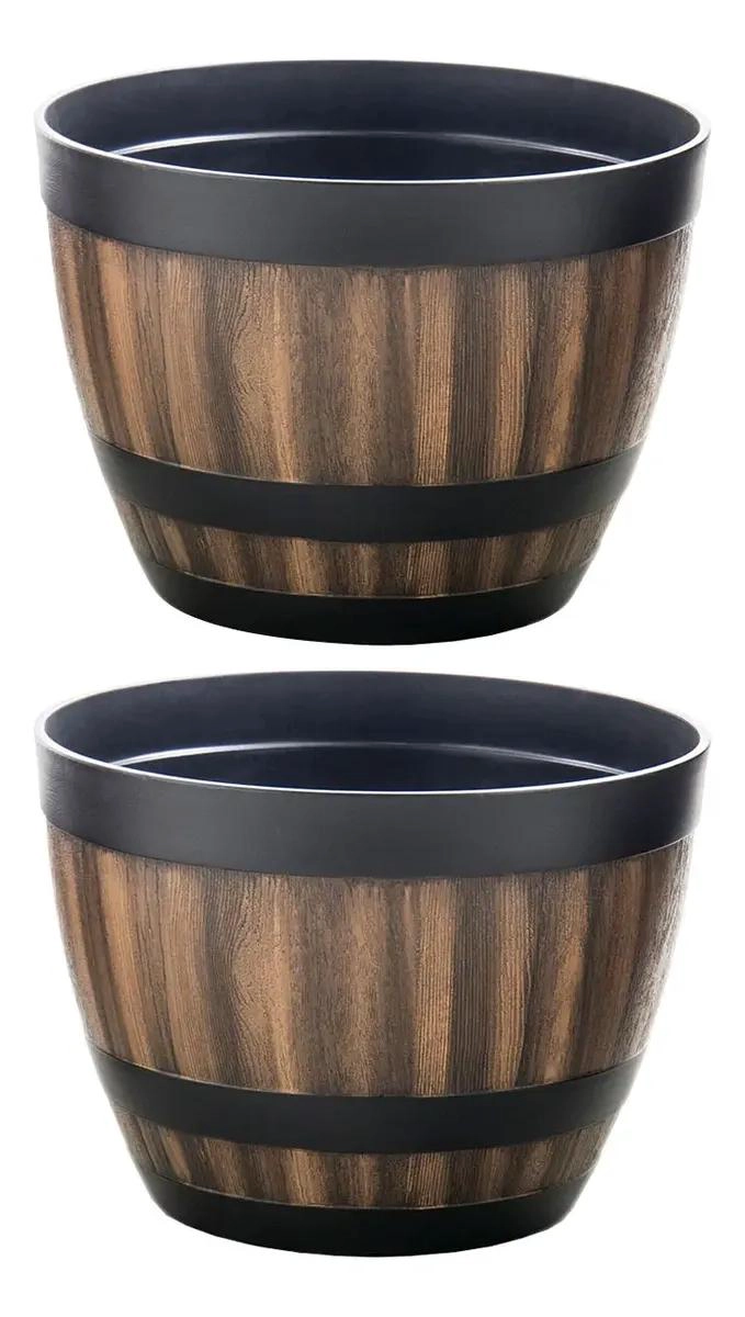 MACETEROS DE BARRIL IMITACION MADERA PARA JARDIN 4L - 8