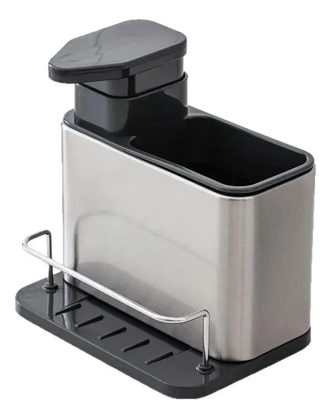 DISPENSADOR DE JABON LIQUIDO Y SOPORTE PARA ESPONJA COMPACTO - 1