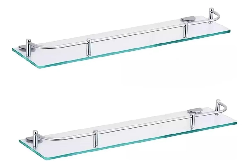 ORGANIZADOR DE DUCHA DE VIDRIO CON REPISA RECTANGULAR DE 2 PISOS - 1