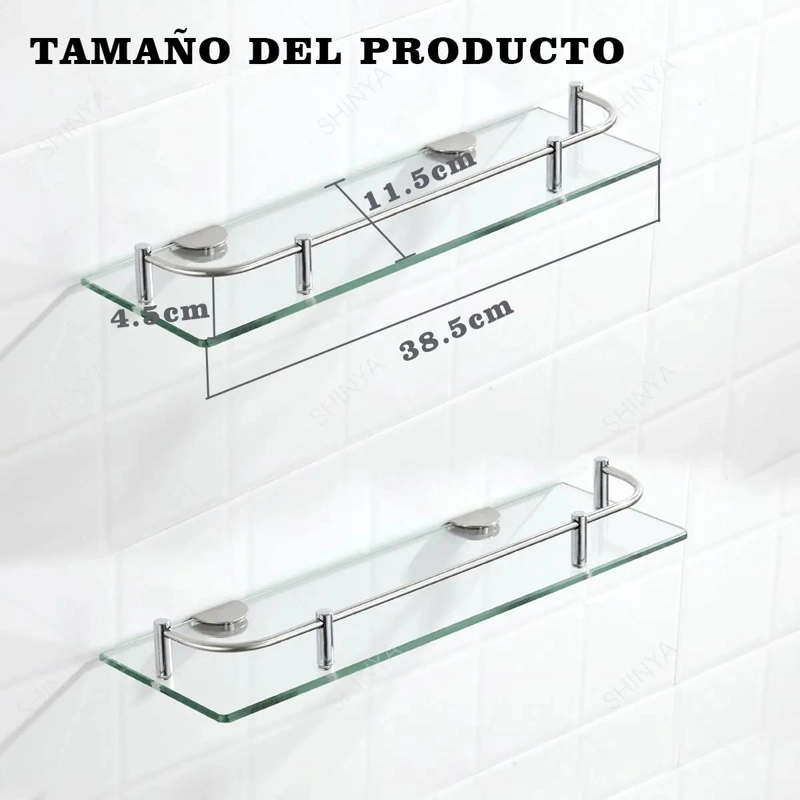 ORGANIZADOR DE DUCHA DE VIDRIO CON REPISA RECTANGULAR DE 2 PISOS - 2