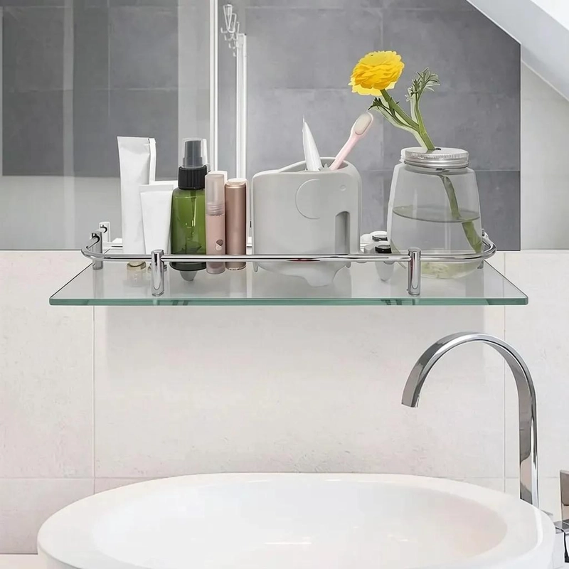 ORGANIZADOR DE DUCHA DE VIDRIO CON REPISA RECTANGULAR DE 2 PISOS - 3