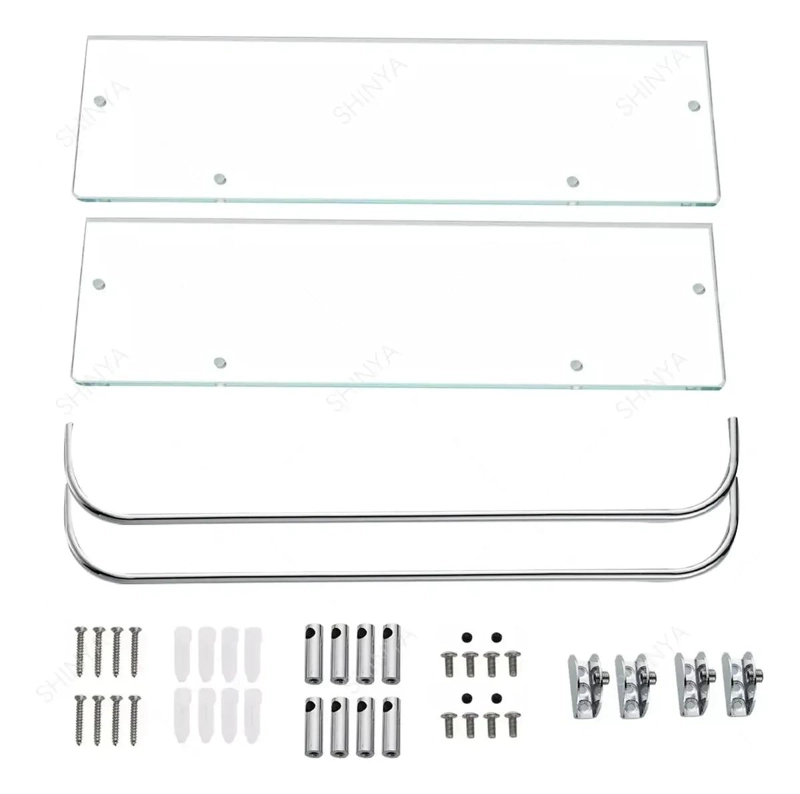 ORGANIZADOR DE DUCHA DE VIDRIO CON REPISA RECTANGULAR DE 2 PISOS - 6