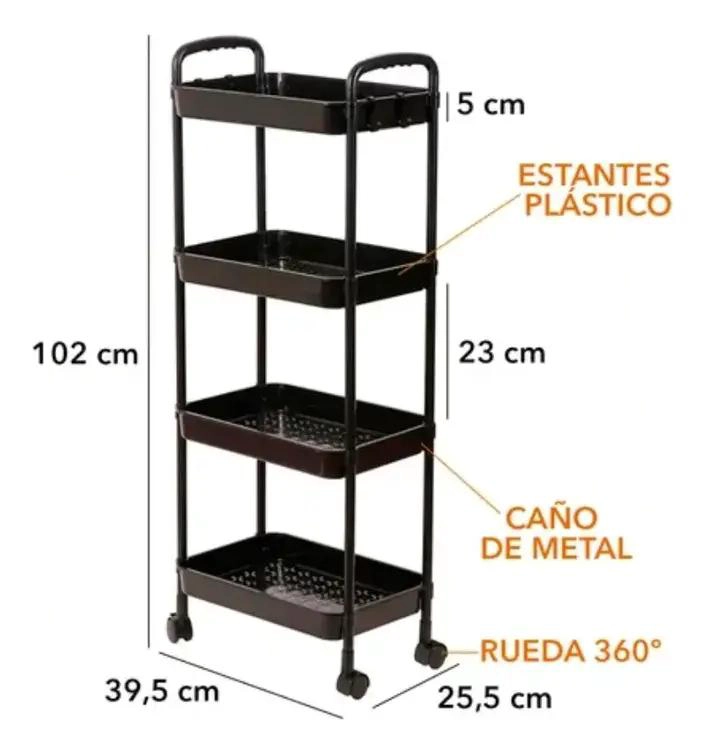 CARRITO ORGANIZADOR DE VERDURAS Y FRUTAS CON 4 NIVELES - 4