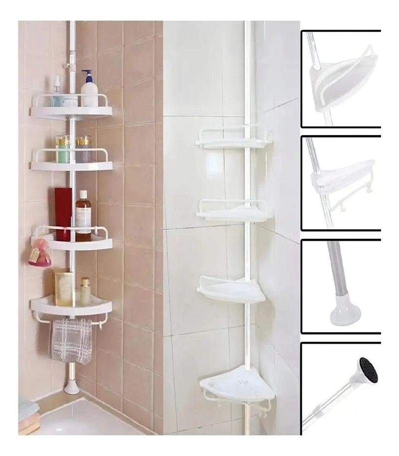 ORGANIZADOR ESQUINERO DUCHA MULTIUSO CON 4 REPISAS AJUSTABLES - 6