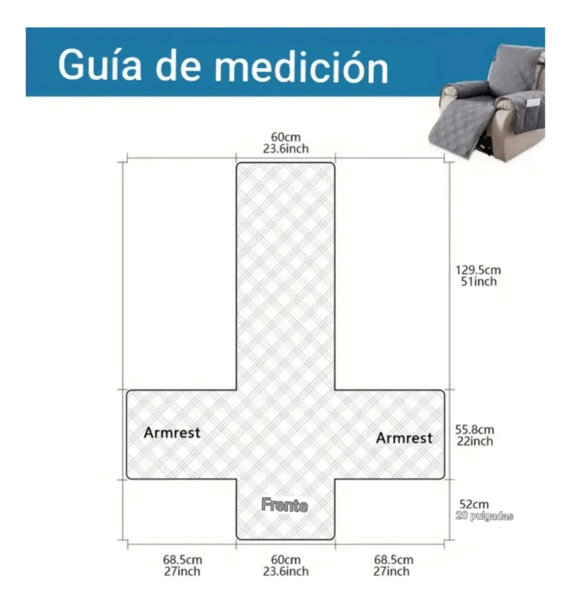 FUNDA IMPERMEABLE PARA SOFA ACOLCHADA 60X55 CM - 5