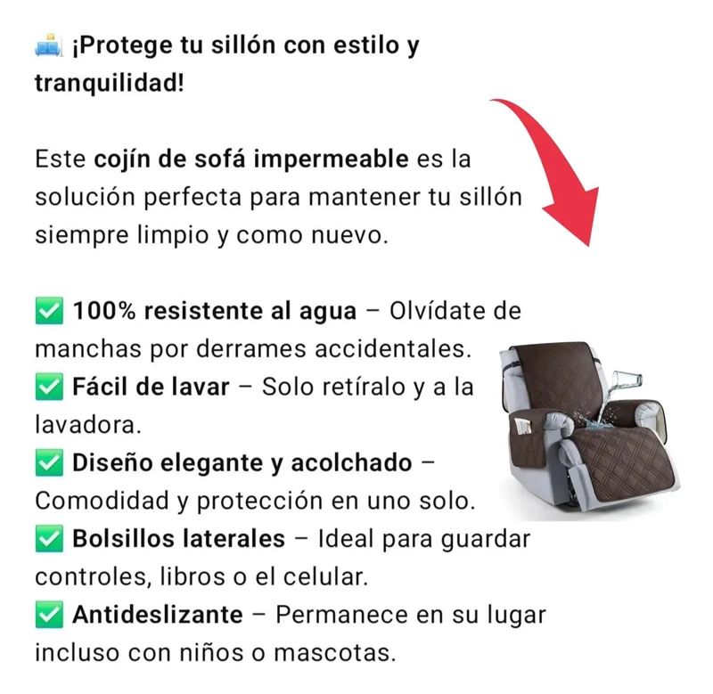 FUNDA IMPERMEABLE PARA SOFA ACOLCHADA 60X55 CM - 7