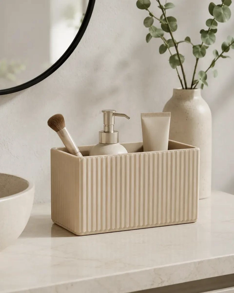 ORGANIZADOR RECTANGULAR ACANALADO PARA BAÑO Y OFICINA - 1