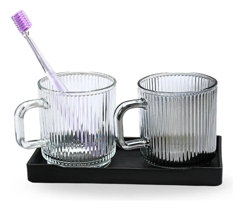 SET DE 2 VASOS ORGANIZADORES DE CRISTAL PARA BAÑO - 1