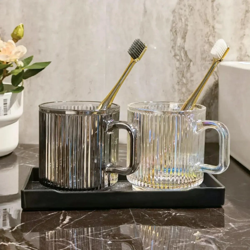 SET DE 2 VASOS ORGANIZADORES DE CRISTAL PARA BAÑO - 4
