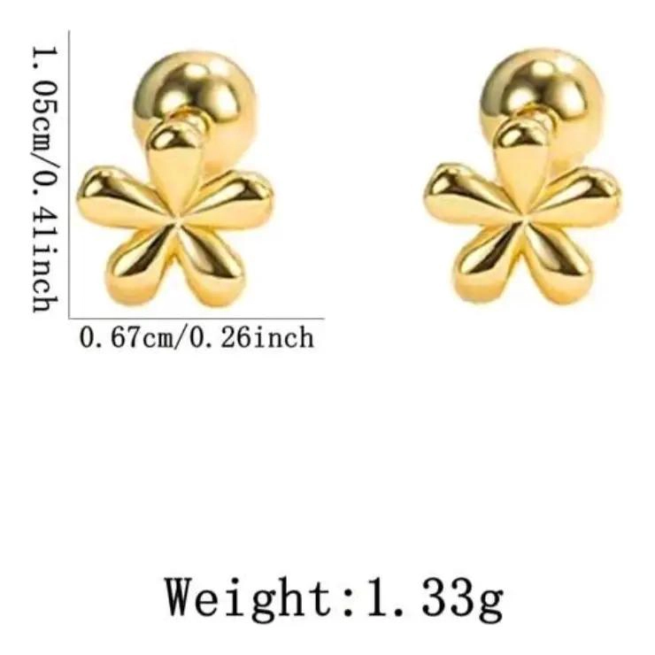 AROS FLOR PARA NIÑAS CON TOPE TORNILLO ENCHAPADOS EN ORO 18K - 9