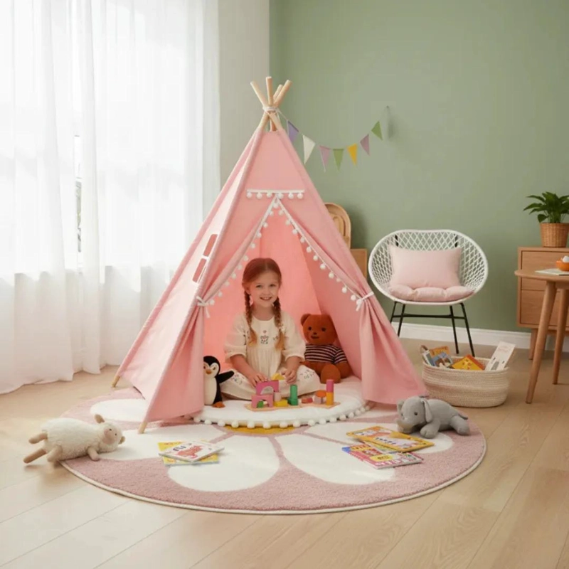 CARPA TIPI MINIMALISTA PARA NIÑOS CON VENTANA Y ACCESORIOS - 1