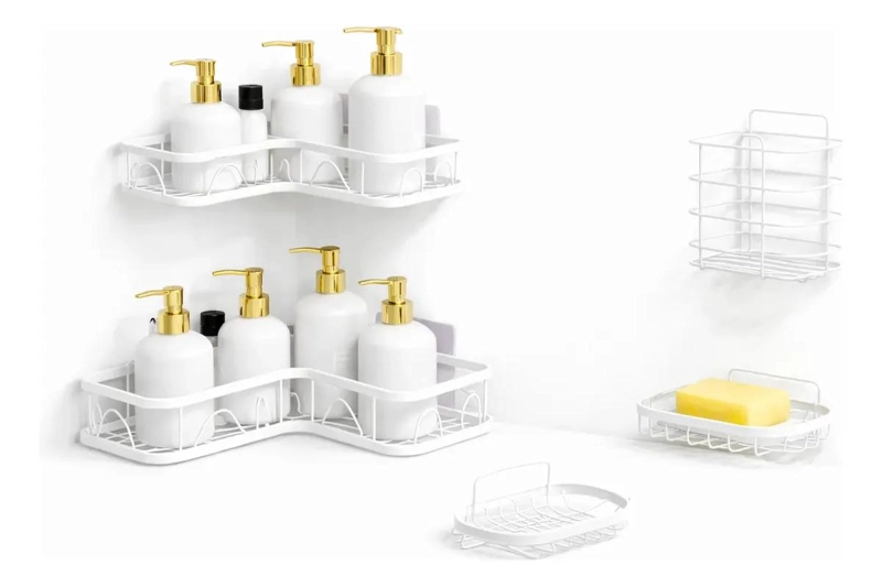 ORGANIZADOR ESQUINERO METALICO ANTICORROSION PARA DUCHA 5 PIEZAS - 1
