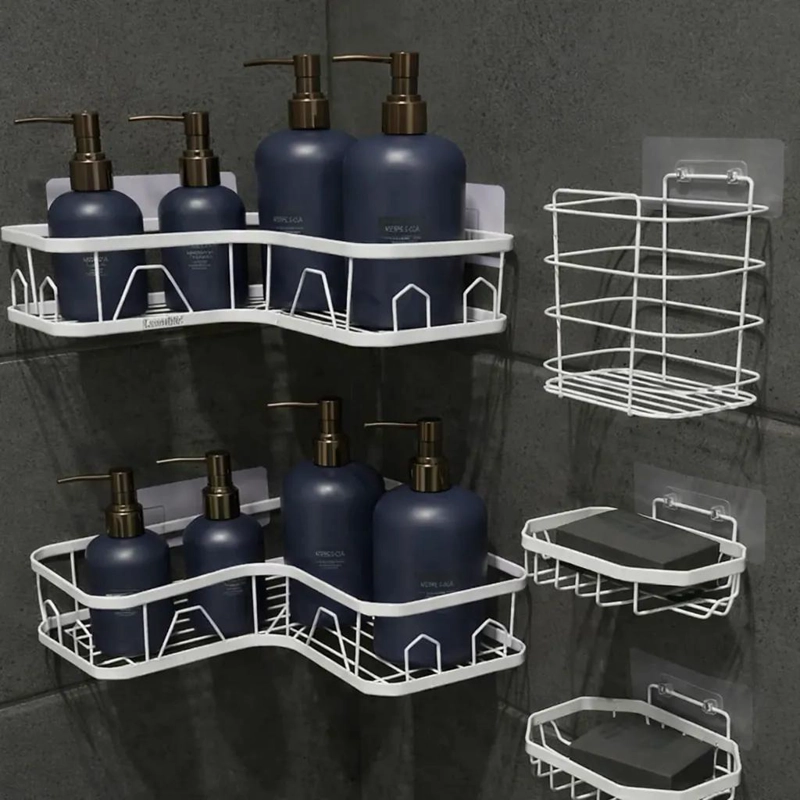 ORGANIZADOR ESQUINERO METALICO ANTICORROSION PARA DUCHA 5 PIEZAS - 2