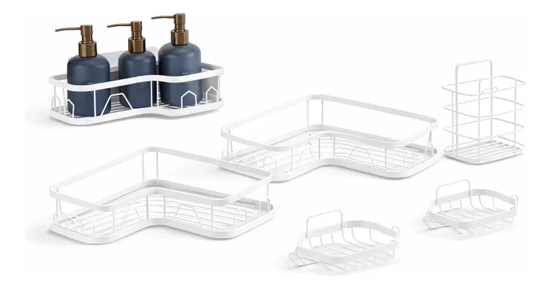 ORGANIZADOR ESQUINERO METALICO ANTICORROSION PARA DUCHA 5 PIEZAS - 5