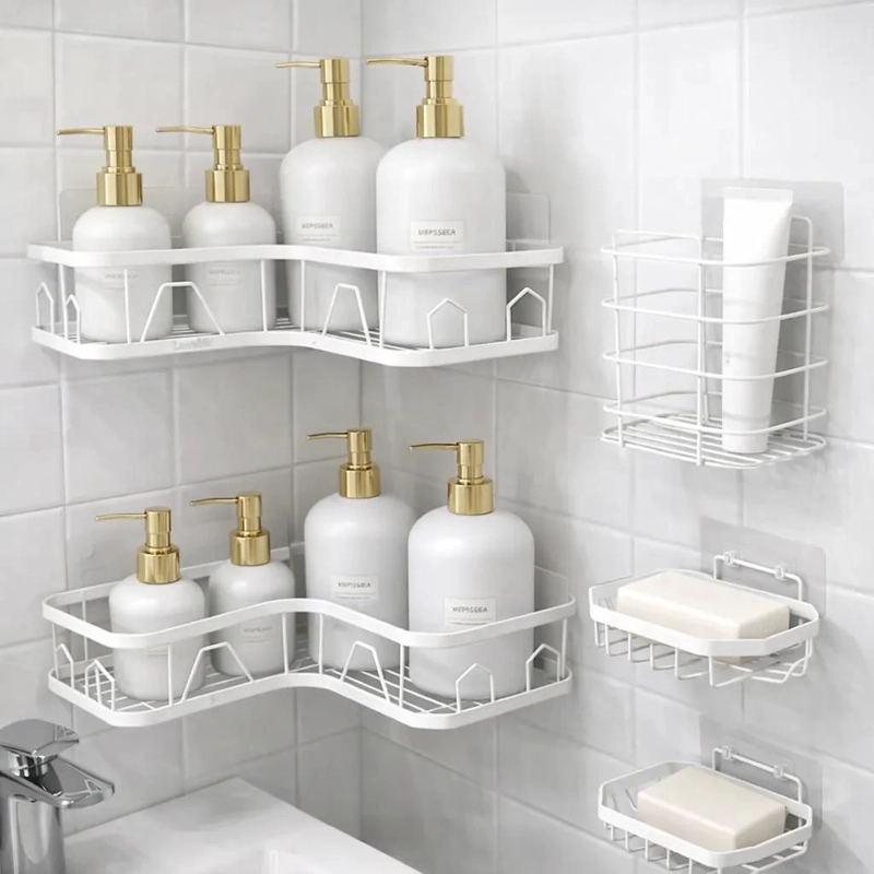 ORGANIZADOR ESQUINERO METALICO ANTICORROSION PARA DUCHA 5 PIEZAS - 6