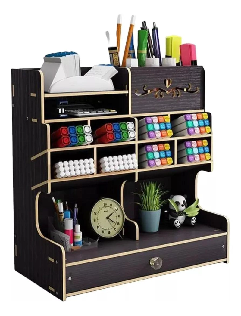 ORGANIZADOR DE ESCRITORIO NEGRO PARA LAPICES Y PLUMONES - 1