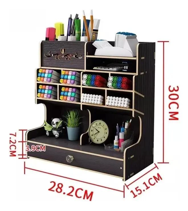 ORGANIZADOR DE ESCRITORIO NEGRO PARA LAPICES Y PLUMONES - 3