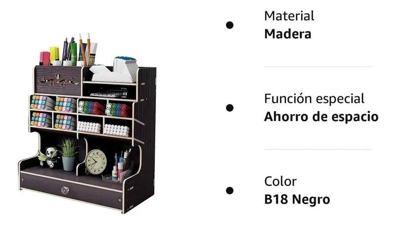 ORGANIZADOR DE ESCRITORIO NEGRO PARA LAPICES Y PLUMONES - 4