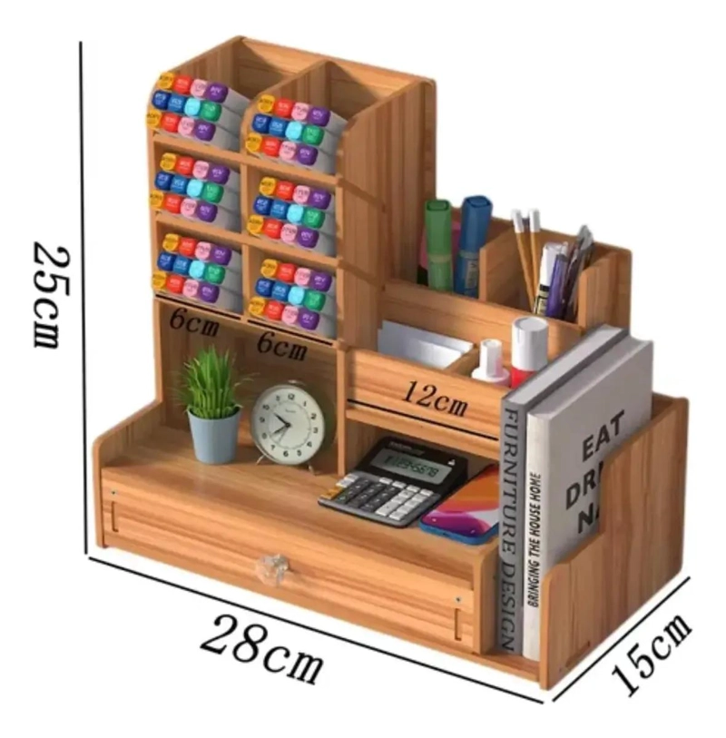 ORGANIZADOR DE ESCRITORIO MULTIFUNCIONAL CON CAJON Y COMPARTIMENTOS - 2