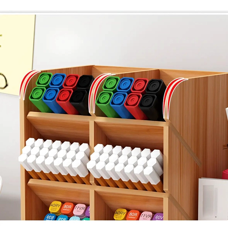 ORGANIZADOR DE ESCRITORIO MULTIFUNCIONAL CON CAJON Y COMPARTIMENTOS - 6