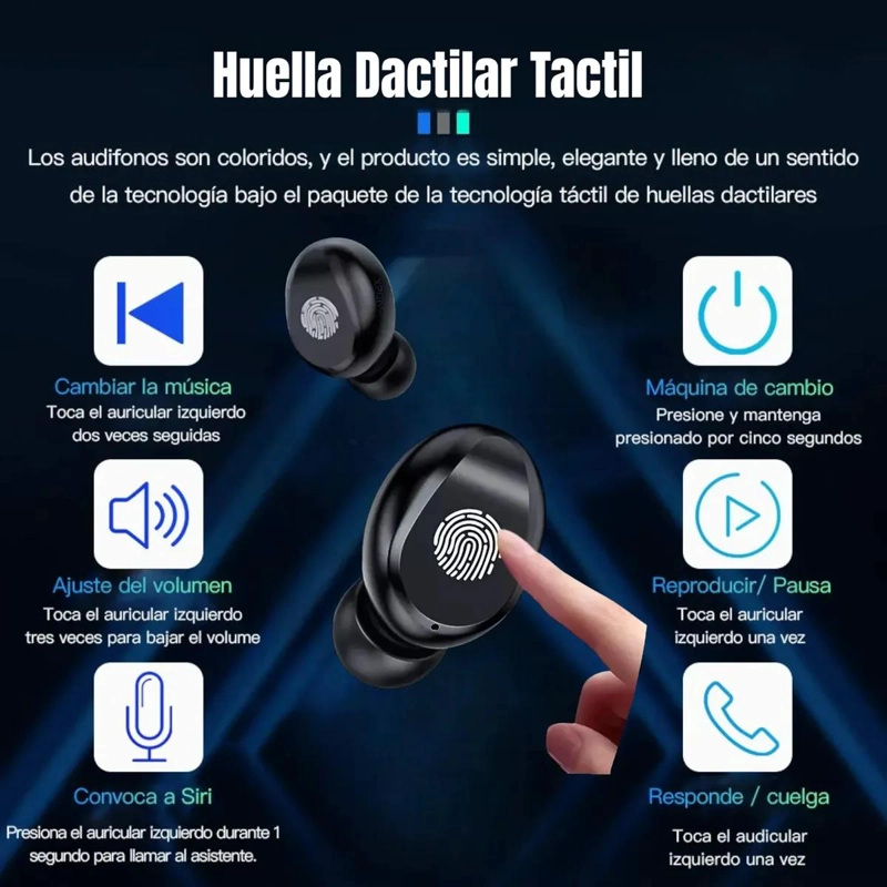 AUDIFONOS INALAMBRICOS BLUETOOTH 5.3 CON ESTUCHE DE CARGA - 5